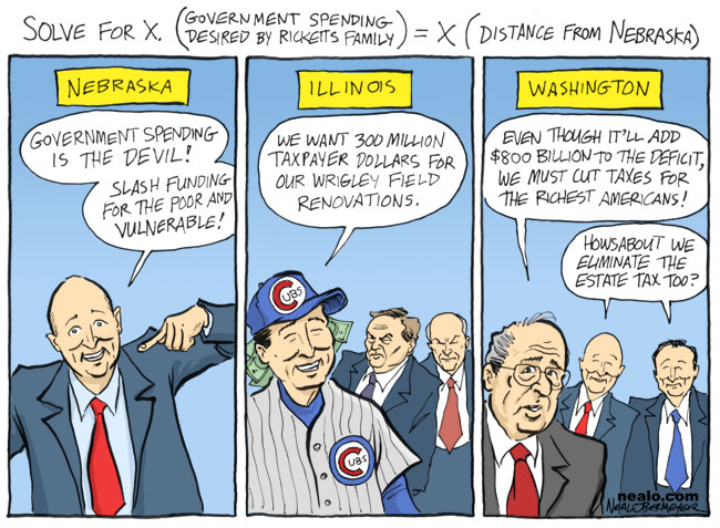 pete joe tom ricketts cubs government spending estate tax cuts rich